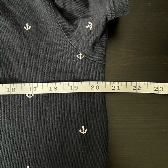 H&M Mens Polo Shirt Medium Navy Anchor Print Short Sleeve Collared Button Cotton - Picture 12 of 13